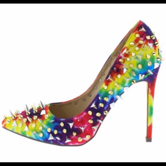 Liliana Shoes - NWB rainbow pumps with gold spikes